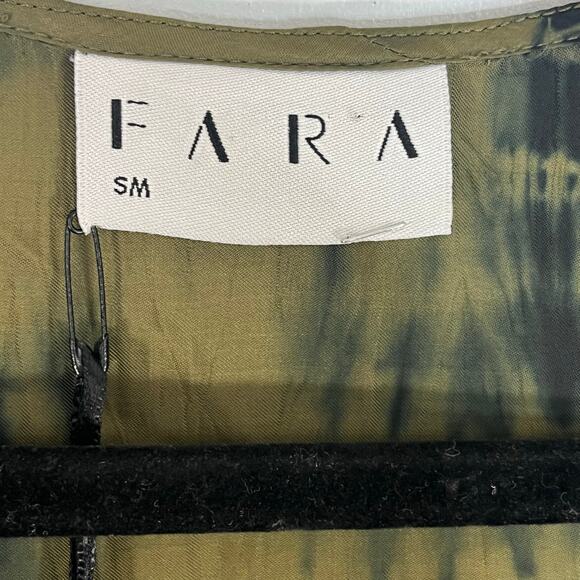 FARA RUNE MINI DRESS OLIVE TIE DYE Satin Size SM Long Sleeve Tiered Boho Beach - Picture 6 of 13
